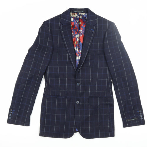 Nineteen Hundred & Four Blue Check Men's Blazer 34R Slim Fit