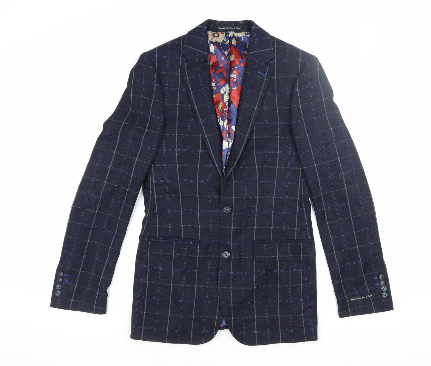Nineteen Hundred & Four Blue Check Men's Blazer 34R Slim Fit