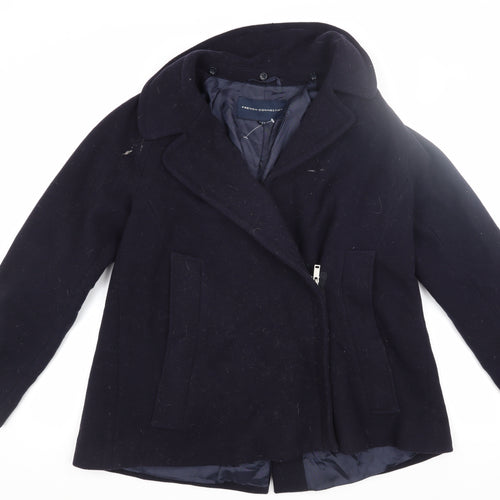 French Connection Women's Black Wool Pea Coat Size 8
