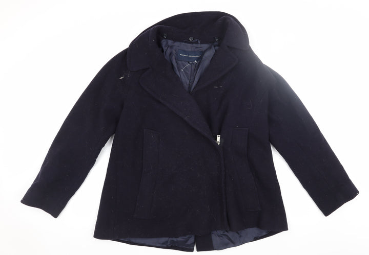 French Connection Women's Black Wool Pea Coat Size 8