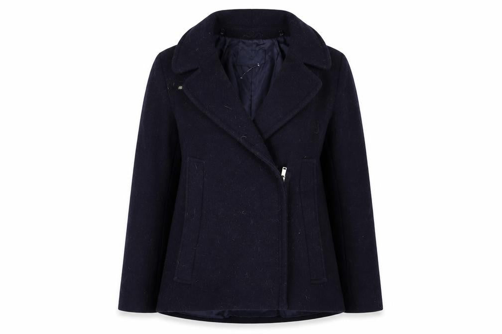 Front view of French Connection Women's Black Wool Pea Coat, size 8