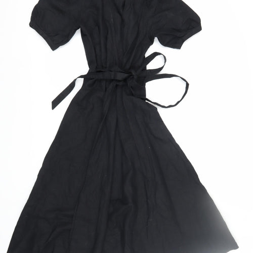GAP Women's Black Linen Wrap Dress XS
