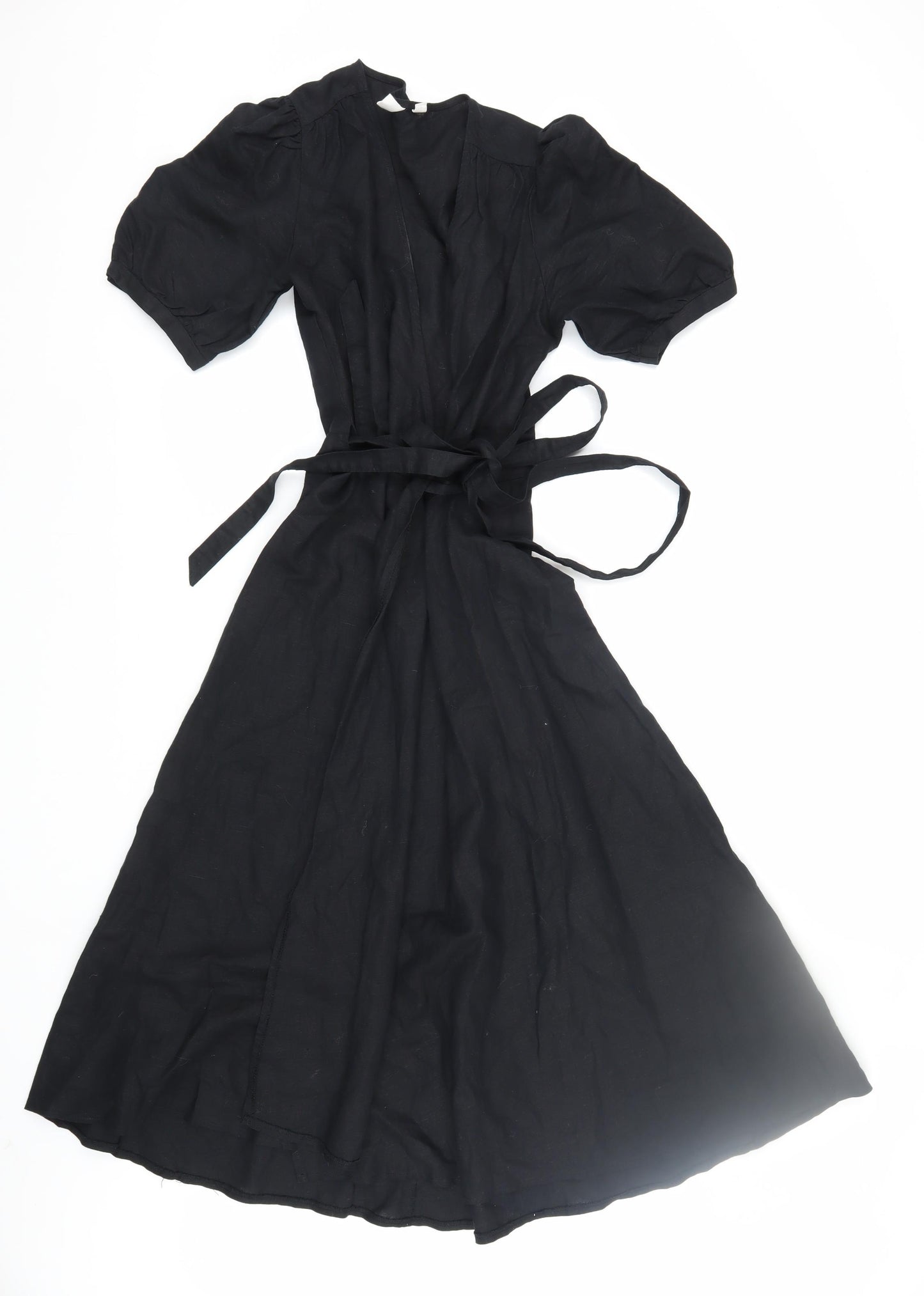 GAP Women's Black Linen Wrap Dress XS