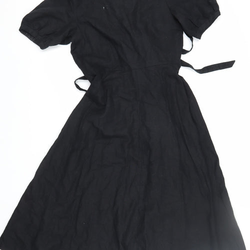 GAP Women's Black Linen Wrap Dress XS