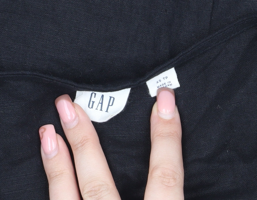 GAP Women's Black Linen Wrap Dress XS