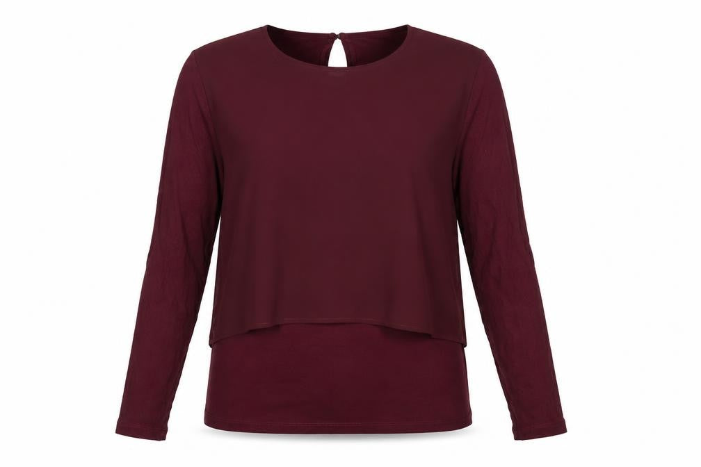 Front view of Warehouse Women's Red Long Sleeve Top, size 8
