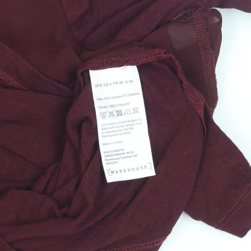 Warehouse Women's Red Long Sleeve Top, Size 8