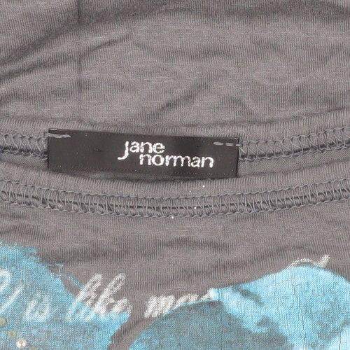 Jane Norman Grey Floral T-Shirt Size 12