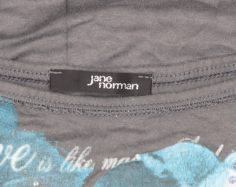 Jane Norman Grey Floral T-Shirt Size 12