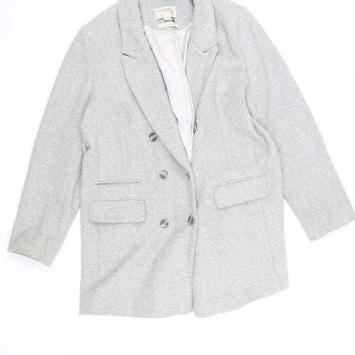 Monsoon Women's Grey Wool Blend Overcoat Size 16