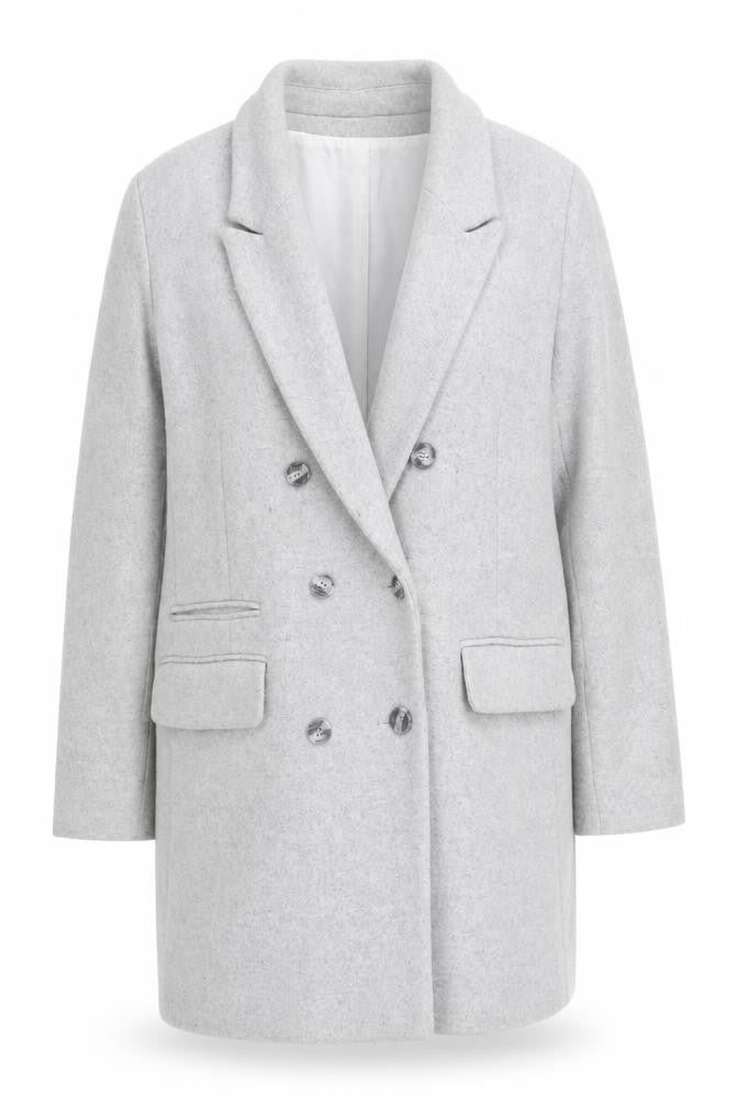 Front view of Monsoon Women's Grey Wool Blend Overcoat, size 16