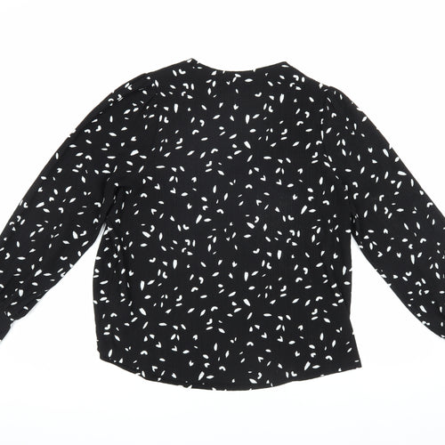 Marks and Spencer Women's Black Geometric Blouse Size 14
