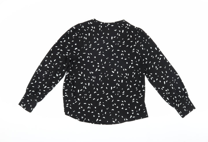 Marks and Spencer Women's Black Geometric Blouse Size 14