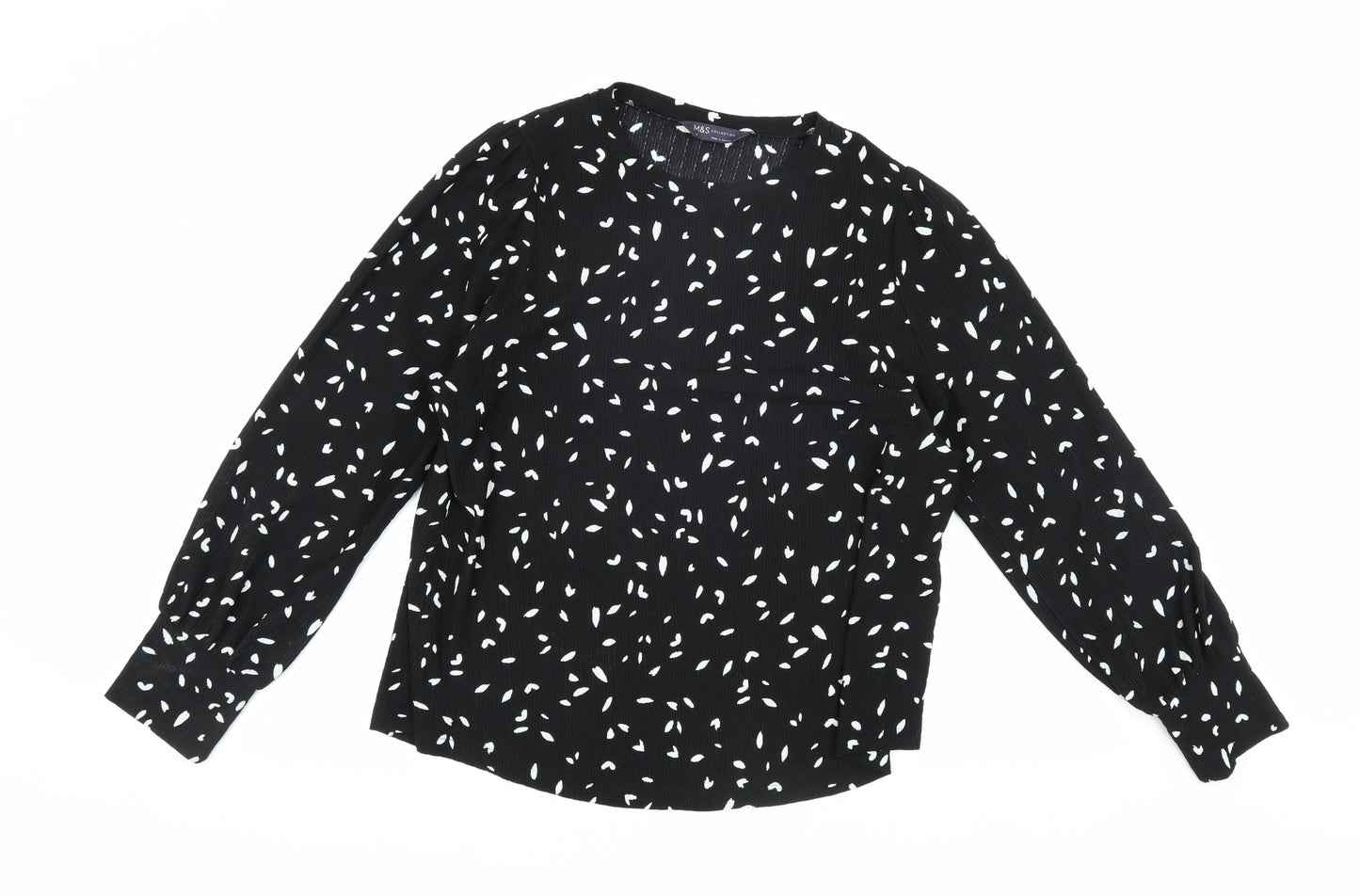 Marks and Spencer Women's Black Geometric Blouse Size 14