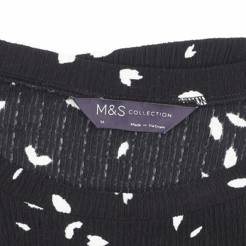 Marks and Spencer Women's Black Geometric Blouse Size 14