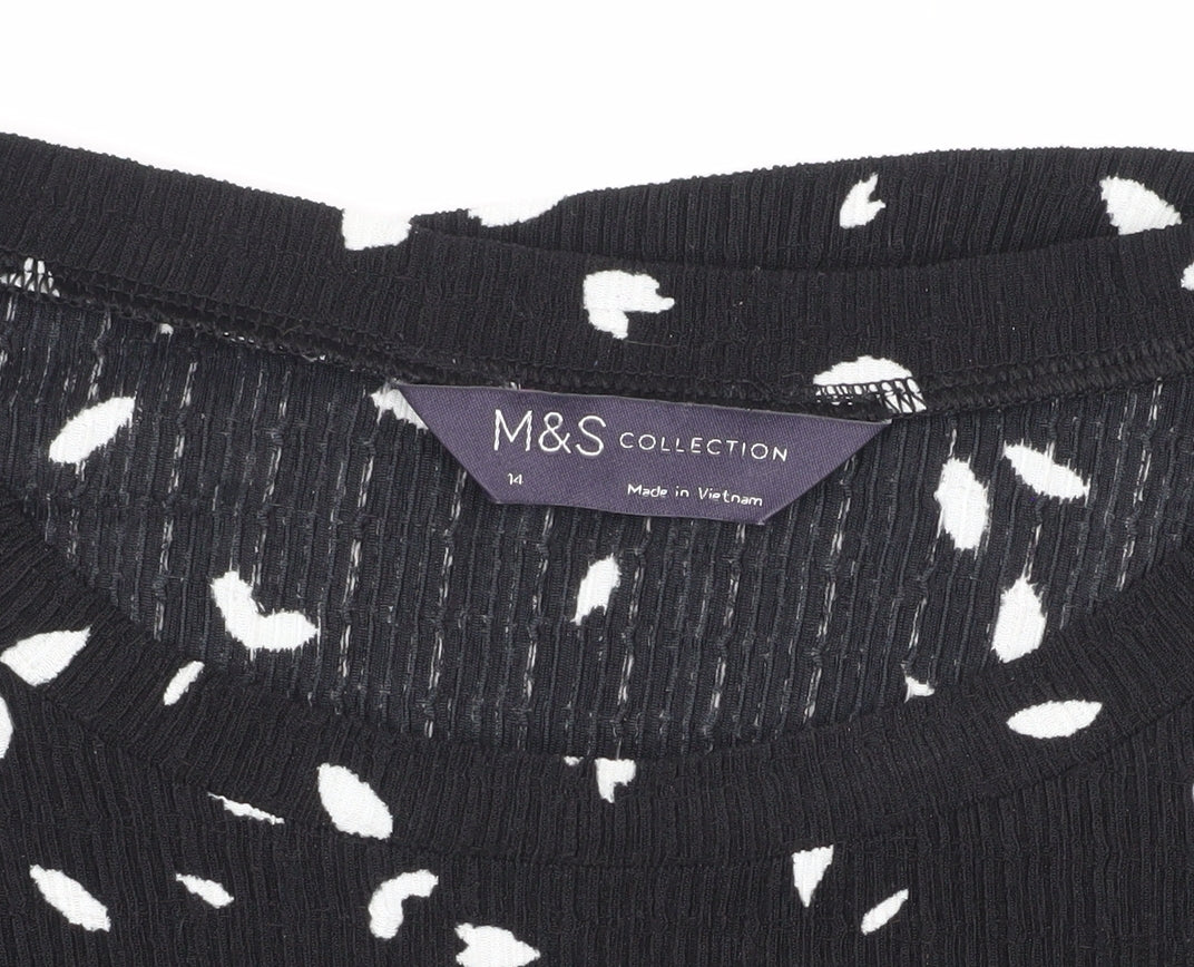 Marks and Spencer Women's Black Geometric Blouse Size 14