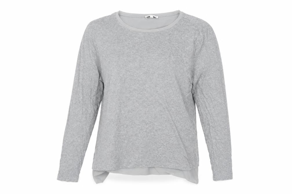 Front view of Warehouse Women's Grey Long Sleeve Top, size 12