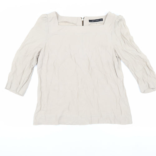 Zara Woman Beige 3/4 Sleeve Top for Women Size M