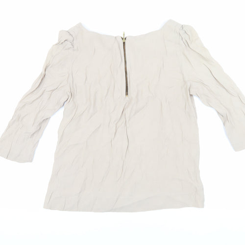 Zara Woman Beige 3/4 Sleeve Top for Women Size M