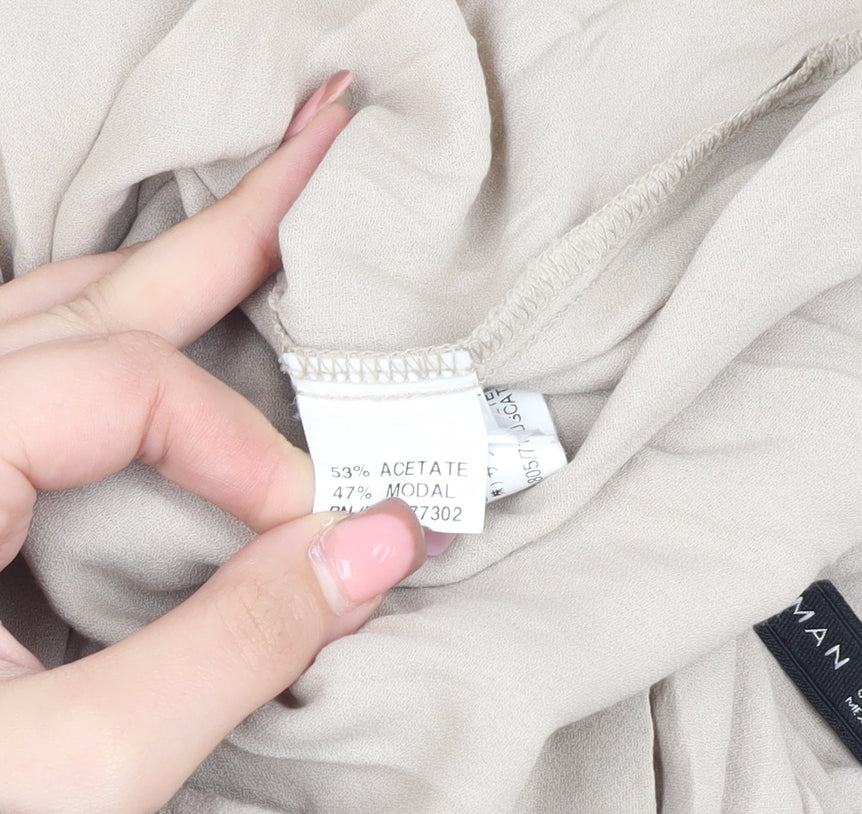 Zara Woman Beige 3/4 Sleeve Top for Women Size M