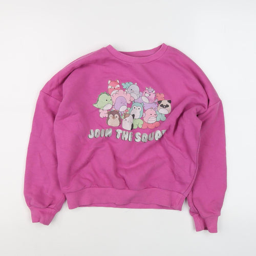 Squishmallows Girls Pink Cartoon Pullover Sweatshirt M
