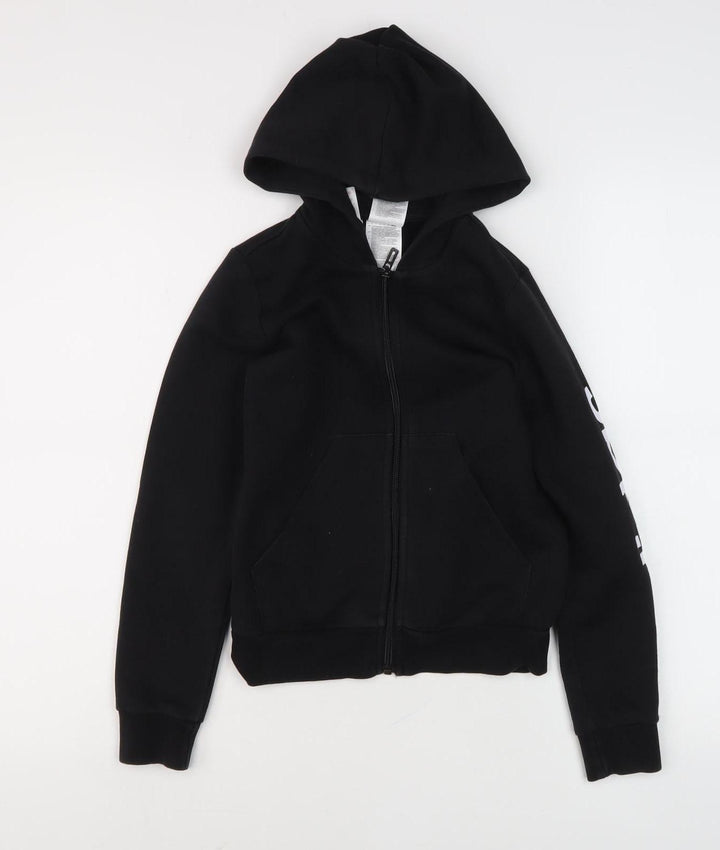 adidas Boys Black Full Zip Hoodie, 9-10 Years, Hooded