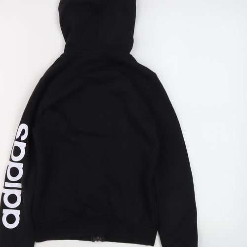 adidas Boys Black Full Zip Hoodie, 9-10 Years, Hooded