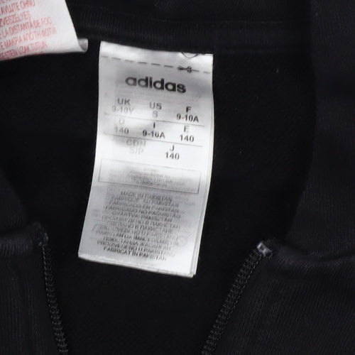 adidas Boys Black Full Zip Hoodie, 9-10 Years, Hooded