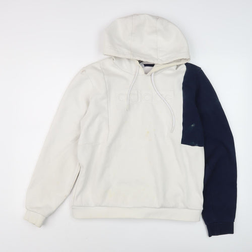 Adidas Men's Ivory Blue Pullover Hoodie, M