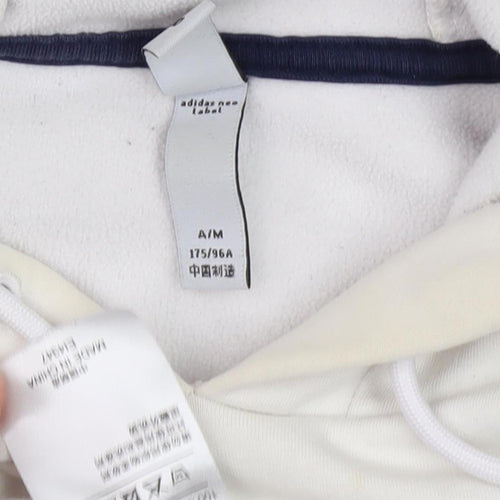 Adidas Men's Ivory Blue Pullover Hoodie, M