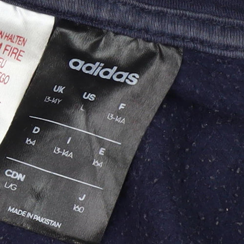 Adidas Boys Blue Full Zip Hoodie Size 13-14 Years