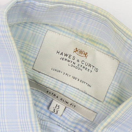 Hawes & Curtis Men's Blue Check Extra-Slim Shirt