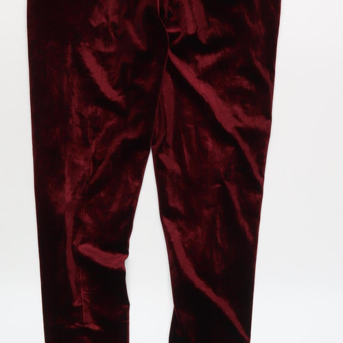 ASOS DESIGN Women's Red Velvet Trousers, Size 8, Party Ready