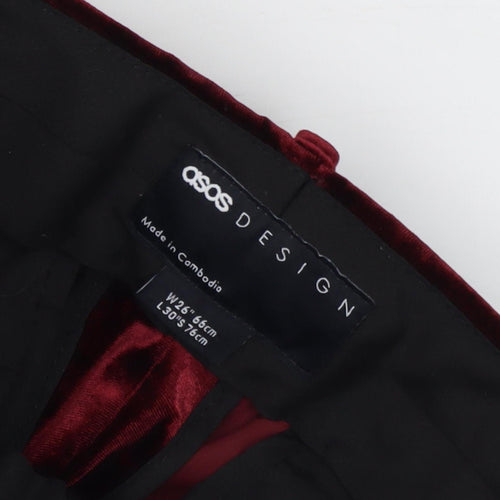 ASOS DESIGN Women's Red Velvet Trousers, Size 8, Party Ready