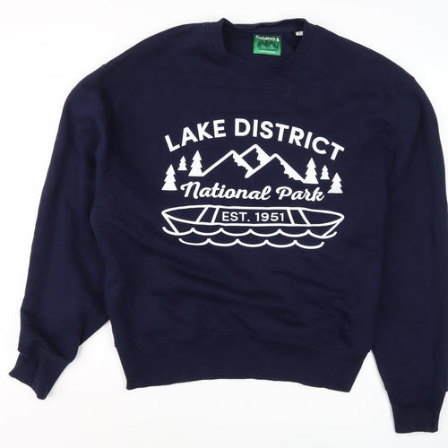 Conquer Men's Blue Graphic Pullover Sweatshirt L