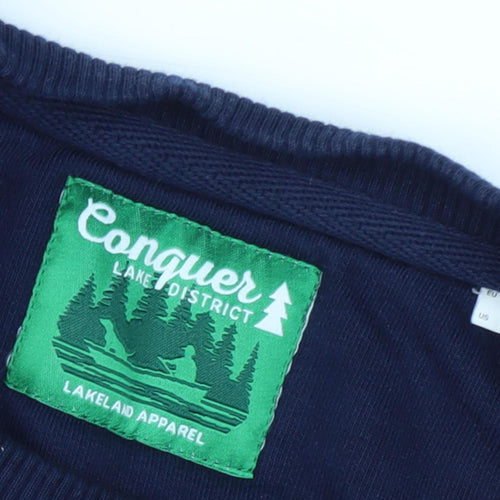 Conquer Men's Blue Graphic Pullover Sweatshirt L