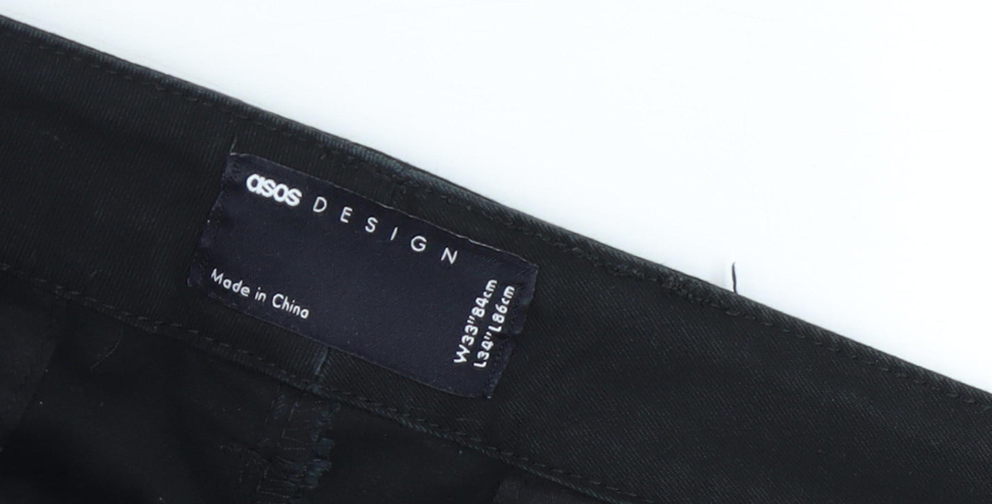 ASOS Design Women's Black Chino Trousers W33 In