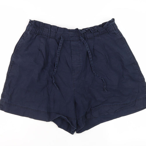 Uniqlo Women's Blue Paperbag Cotton Shorts - M