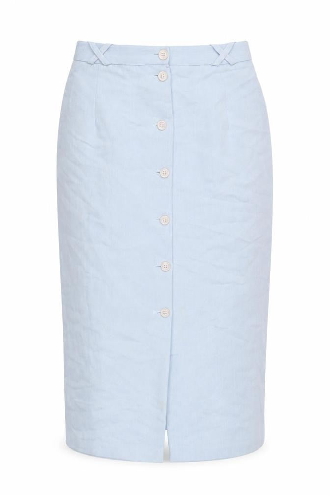 Front view of Jacques Vert Women's Blue Pencil Skirt, size 14