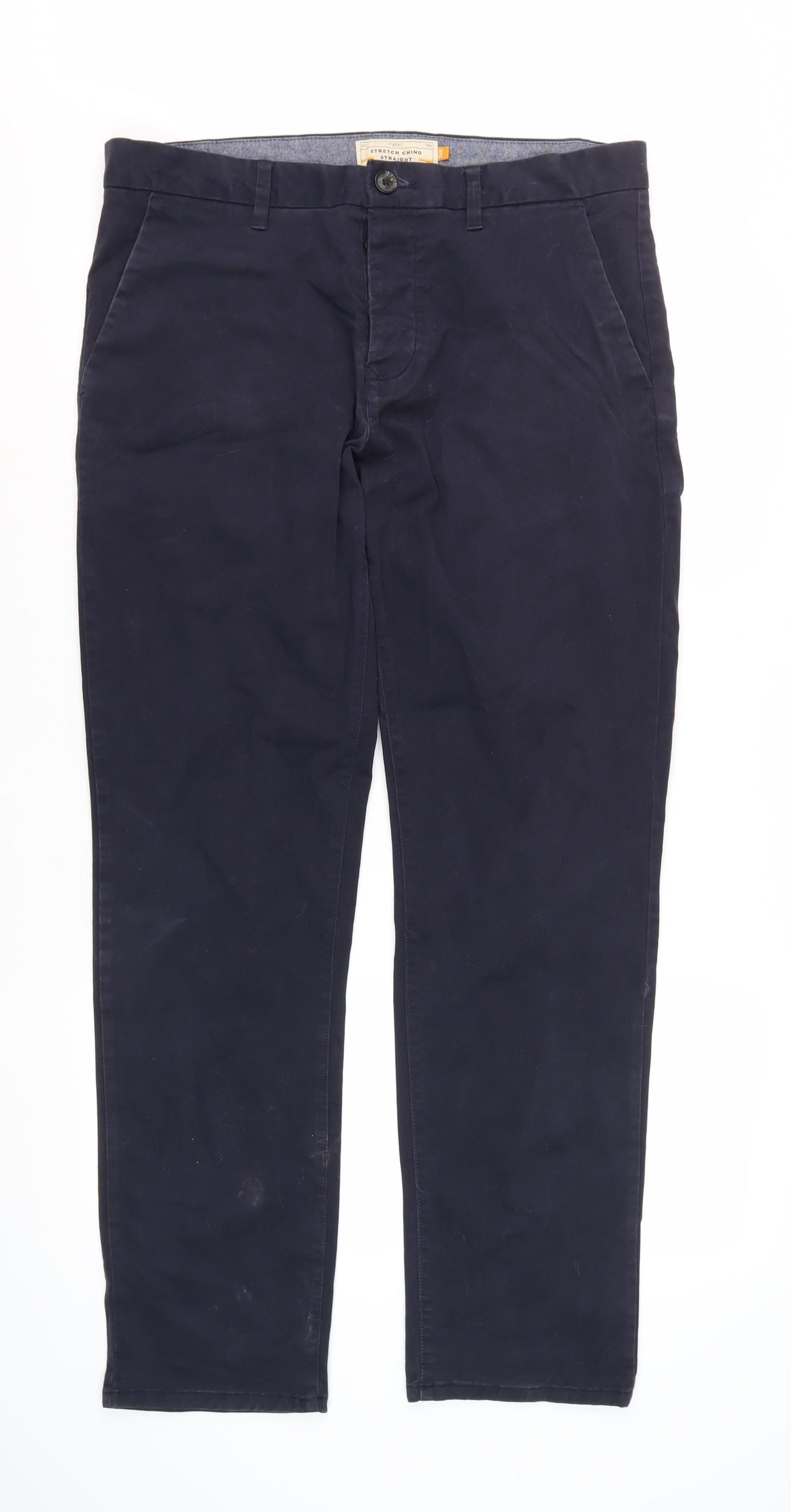 Next Men's Black Chino Trousers 34R Stretch Straight