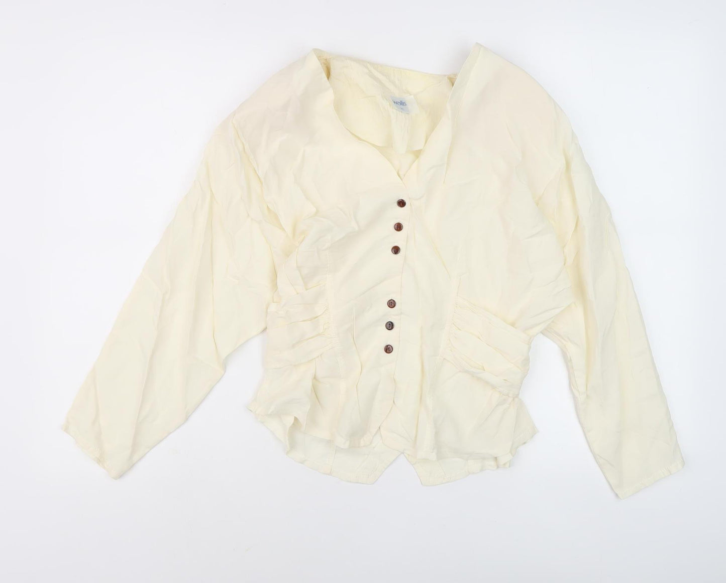 Wallis Women Ivory Silk Blouse Size 10 Formal
