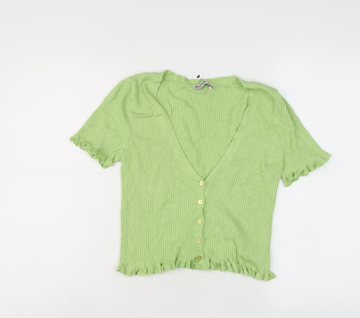 Stradivarius Women’s Green Cardigan, Size 12, Short Sleeve