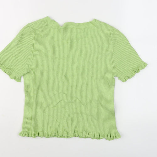Stradivarius Women’s Green Cardigan, Size 12, Short Sleeve