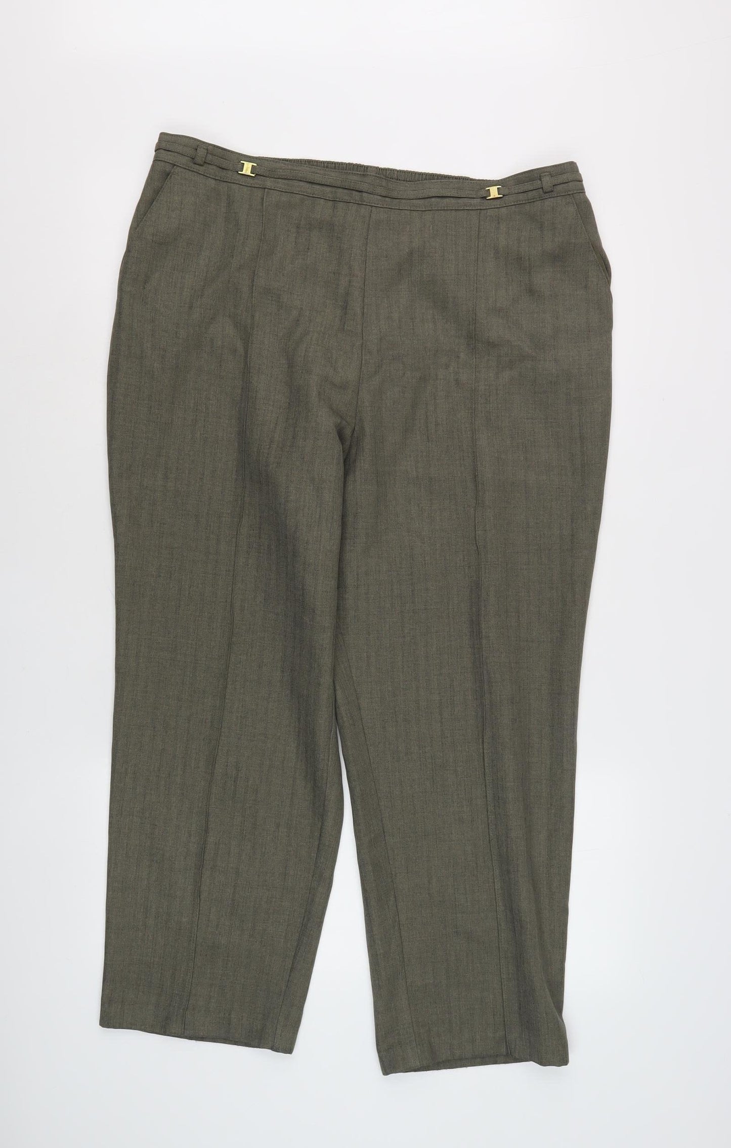Marks & Spencer Women's Green Chino Trousers Size 16