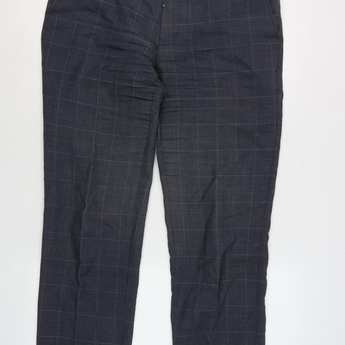 Marks and Spencer Men's Blue Check Trousers, Size 32
