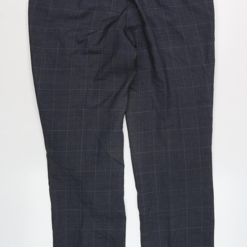Marks and Spencer Men's Blue Check Trousers, Size 32