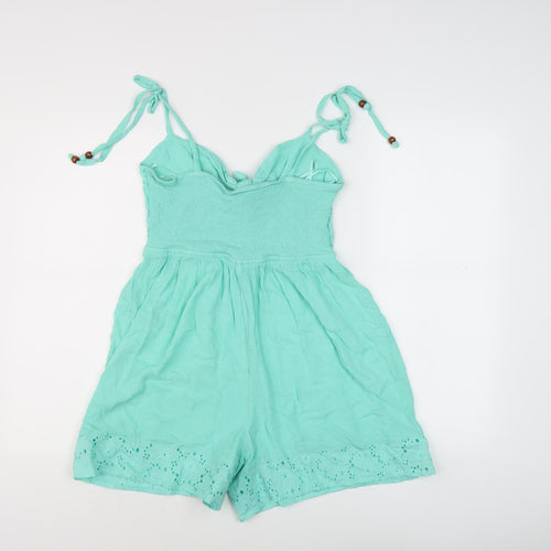 River Island Women's Green Playsuit with Bow Accent