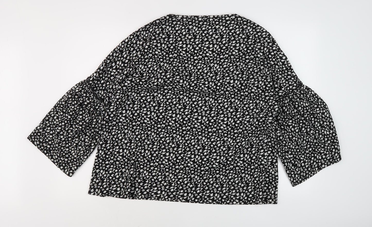 River Island Women's Black Floral Tunic Blouse, Size 14