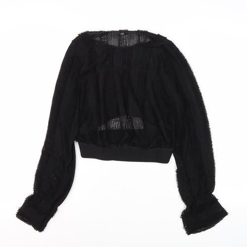 Zara Women's Black Mesh Blouse, Size 12, Comfortable Fit