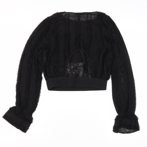 Zara Women's Black Mesh Blouse, Size 12, Comfortable Fit